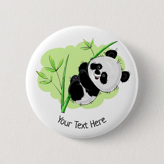 Cute Panda custom text button (Voorkant)