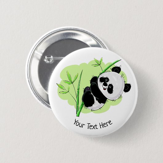 Cute Panda custom text button (Voorkant /achterkant)