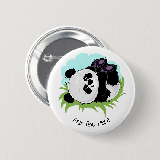 Cute Panda custom text button (Voorkant /achterkant)