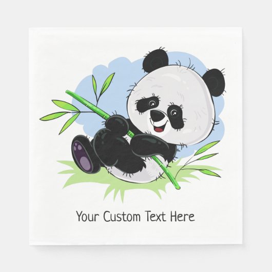 Cute Panda custom text paper napkins Servet (Voorkant)
