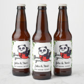 Cute Panda Dank u Baby shower Bier Etiket (Flessen)