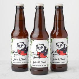 Cute Panda Dank u Baby shower Bier Etiket