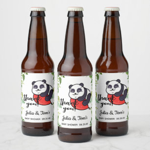 Cute Panda Dank u Baby shower Bier Etiket