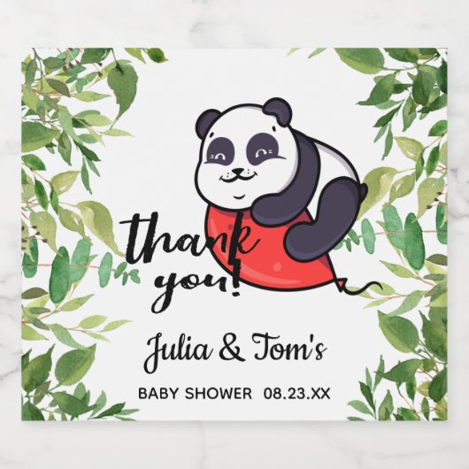 Cute Panda Dank u Baby shower Bier Etiket (Enkel label)