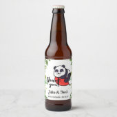 Cute Panda Dank u Baby shower Bier Etiket (Voorkant)