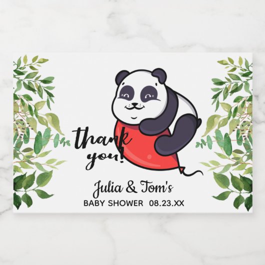 Cute Panda Dank u Baby shower Favor Mini Sparkling Wijnetiket (Enkel label)