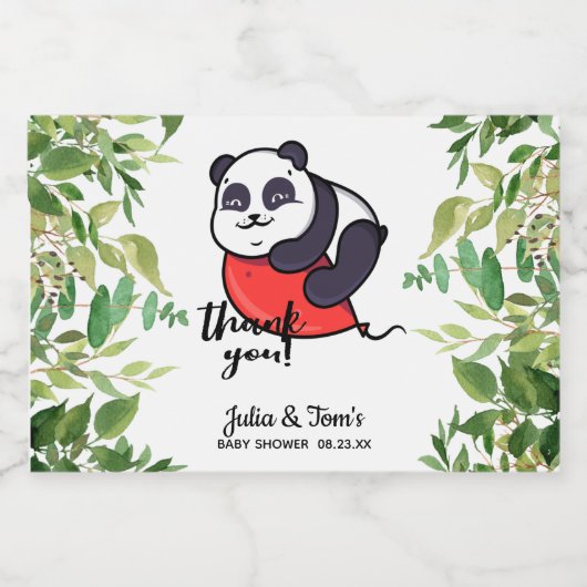 Cute Panda Dank u Baby shower Likeurfles Etiket (Enkel label)