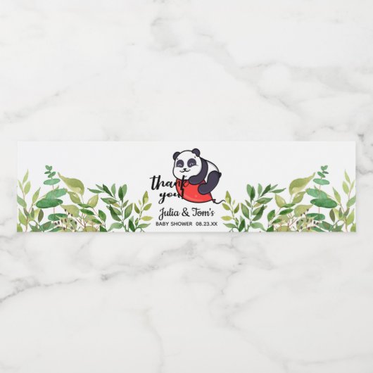 Cute Panda Dank u Baby shower Waterfles Etiket (Enkel label)
