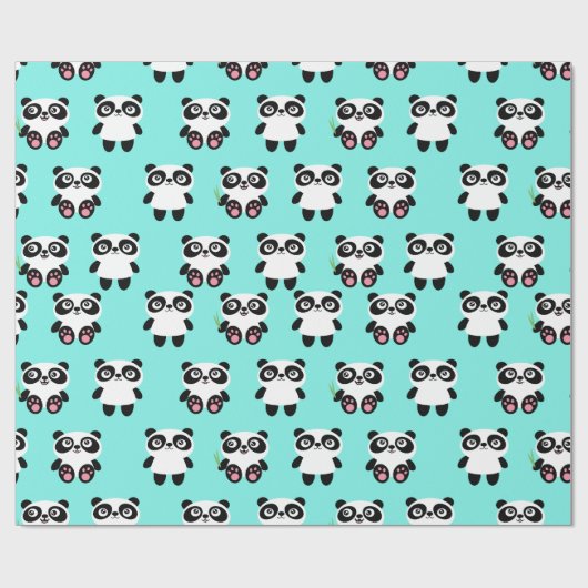 Cute Panda Design Wrapping Paper Cadeaupapier (Vlak)
