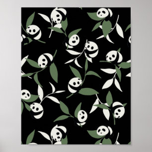 Cute Panda die Bamboo Garden speelt Poster