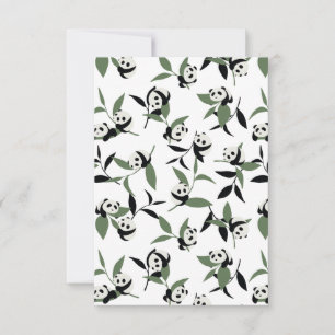 Cute Panda die Bamboo Garden White Ver speelt Bedankkaart