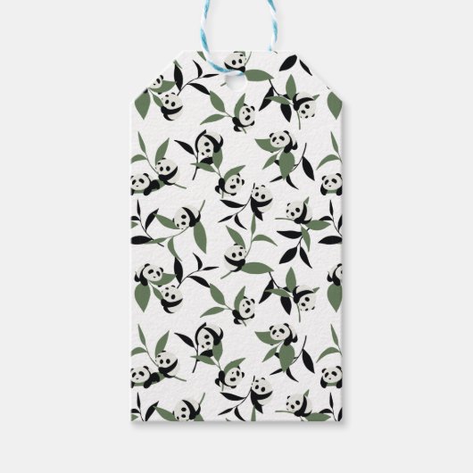 Cute Panda die Bamboo Garden White Ver speelt Cadeaulabel (Voorkant)