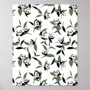 Cute Panda die Bamboo Garden White Ver speelt Poster