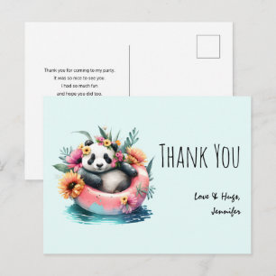 Cute Panda die in een binnenbuisje koelt Dank je Briefkaart