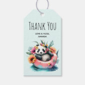 Cute Panda die in een binnenbuisje koelt Dank je Cadeaulabel (Voorkant)