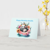 Cute Panda die in een binnenste buisje rondhangt Kaart (Gele Bloem)