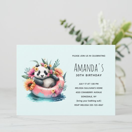 Cute Panda die in een binnenste buisje rondhangt Kaart (Staand voorkant)