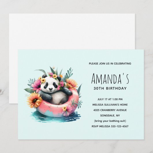 Cute Panda die in een binnenste buisje rondhangt Kaart (Voorkant / Achterkant)