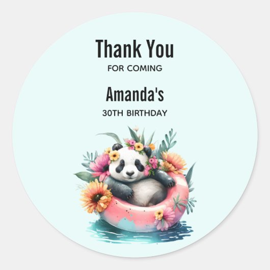 Cute Panda die in een binnenste buisje rondhangt Ronde Sticker (Voorkant)