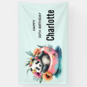 Cute Panda die in een binnenste buisje rondhangt Spandoek (Verticaal)