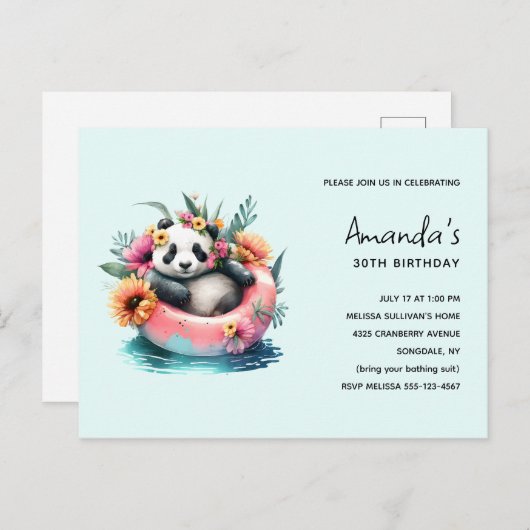 Cute Panda die in een binnenste buisje rondhangt Uitnodiging Briefkaart (Voorkant / Achterkant)