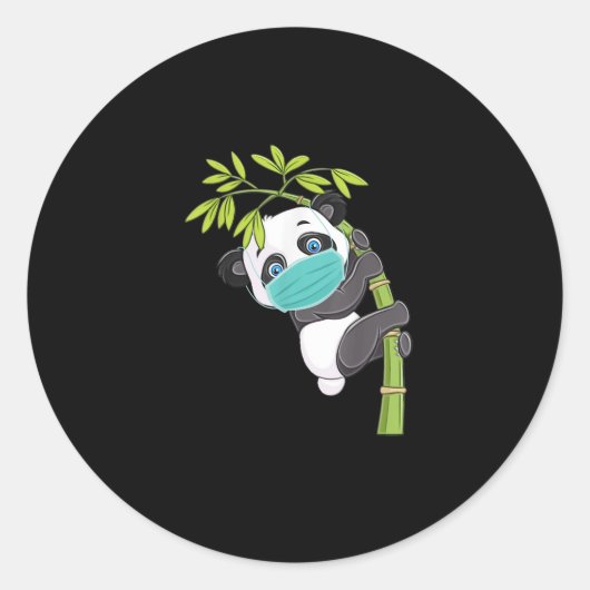 Cute Panda Draag Face Mask Funny Panda gift Ronde Sticker (Voorkant)