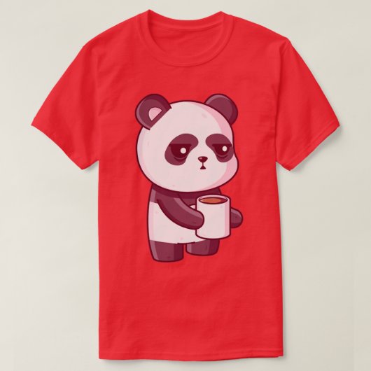 Cute panda drink koffie t-shirt (Design voorkant)