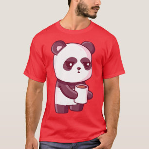 Cute panda drink koffie t-shirt