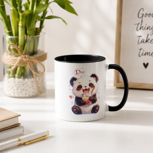 Cute Panda Drinkende Bubble Tea Accent Koffiemok Mok