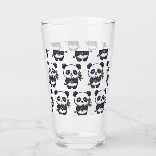 Cute Panda Drinking Glass – Seamless Pattern Glas (Achterkant)