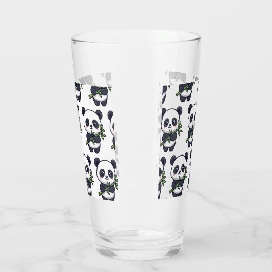 Cute Panda Drinking Glass – Seamless Pattern Glas (Links)