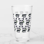 Cute Panda Drinking Glass – Seamless Pattern Glas (Voorkant)