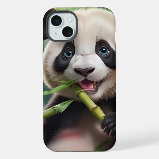 Cute Panda Eating Bamboo iPhone Hoesje (Achterkant)