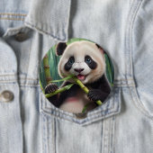 Cute Panda Eating Bamboo Ronde Button 4,0 Cm (In situ)