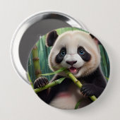 Cute Panda Eating Bamboo Ronde Button 4,0 Cm (Voorkant /achterkant)