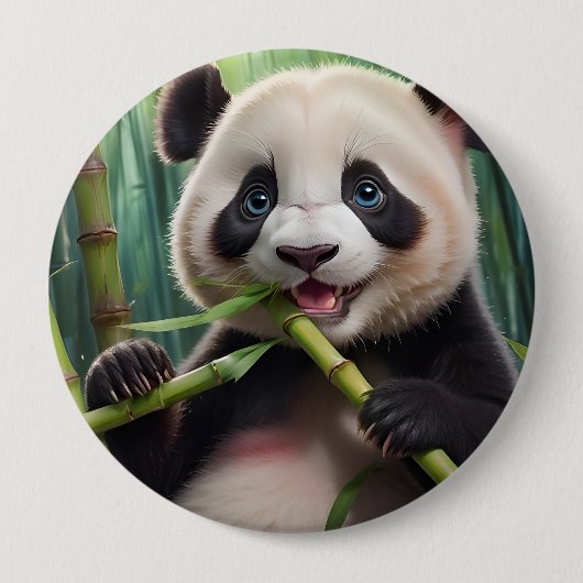 Cute Panda Eating Bamboo Ronde Button 4,0 Cm (Voorkant)