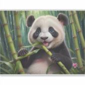 Cute Panda Eating Bamboo Sticker (Voorkant)