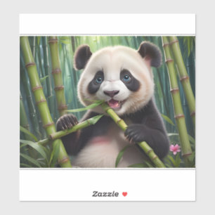 Cute Panda Eating Bamboo Sticker