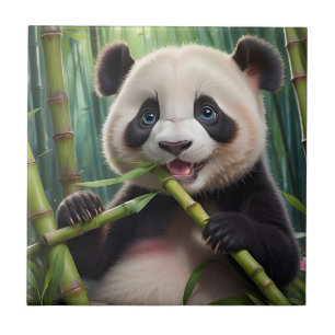 Cute Panda Eating Bamboo Tegeltje