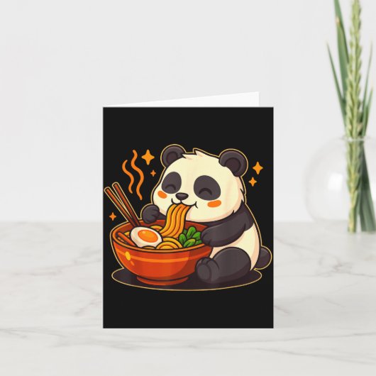 Cute Panda Eating Ramen Noodles  Kaart (Voorkant)