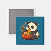 Cute Panda Eating Ramen Noodles Magneet (Voorkant / Achterkant)