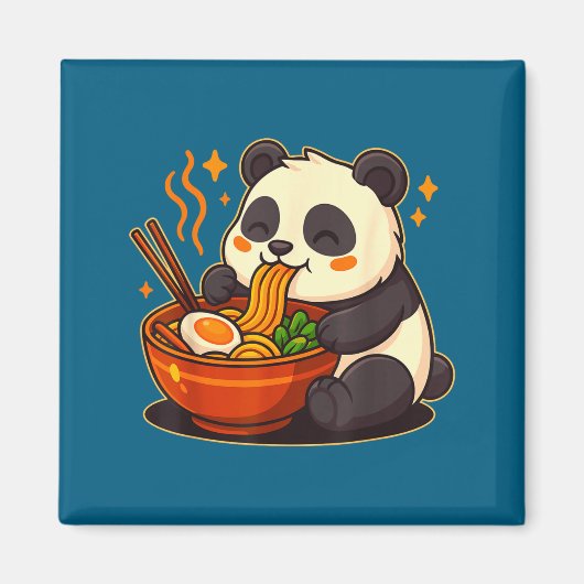 Cute Panda Eating Ramen Noodles Magneet (Voorkant)