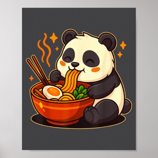 Cute Panda Eating Ramen Noodles Poster (Voorkant)
