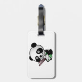 Cute Panda Eating Rice van Bowl met Chopsticks Bagagelabel (Achterkant verticaal)