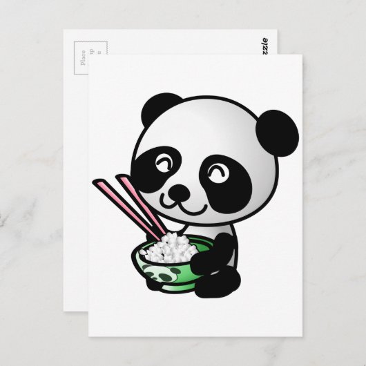 Cute Panda Eating Rice van Bowl met Chopsticks Briefkaart (Voorkant / Achterkant)