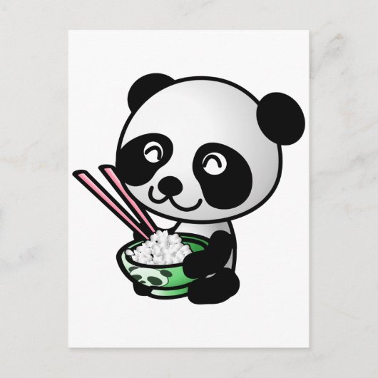 Cute Panda Eating Rice van Bowl met Chopsticks Briefkaart (Voorkant)