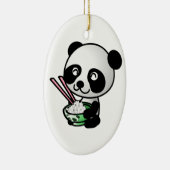 Cute Panda Eating Rice van Bowl met Chopsticks Keramisch Ornament (Rechts)