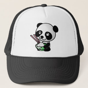 Cute Panda Eating Rice van Bowl met Chopsticks Trucker Pet