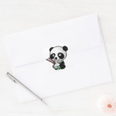 Cute Panda Eating Rice van Bowl met Chopsticks Vierkante Sticker (Envelop)