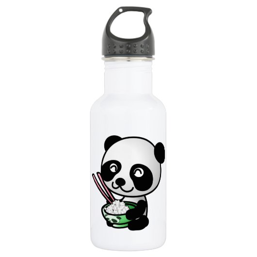 Cute Panda Eating Rice van Bowl met Chopsticks Waterfles (Voorkant)